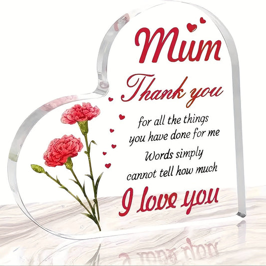 Regalo decorativo para mujer – Placa conmemorativa en forma de corazón con mensaje de agradecimiento para mamá – Estilo vintage – Idea de regalo para el Día de la Madre, cumpleaños, Navidad