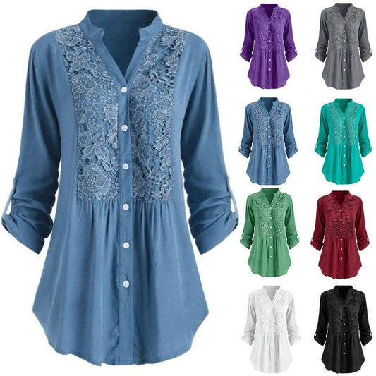 Sara – Chemise en dentelle avec panneau en dentelle