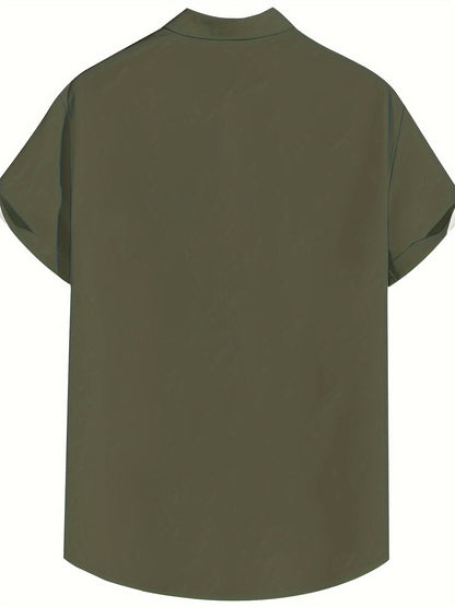Chemise décontractée homme style bowling à rayures verticales manches courtes