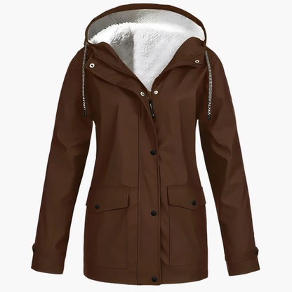 Veste imperméable femme style urbain doublée polaire pour hiver et pluie