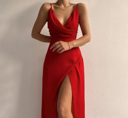 Mary – Robe à bretelles sexy avec fente pour l'été