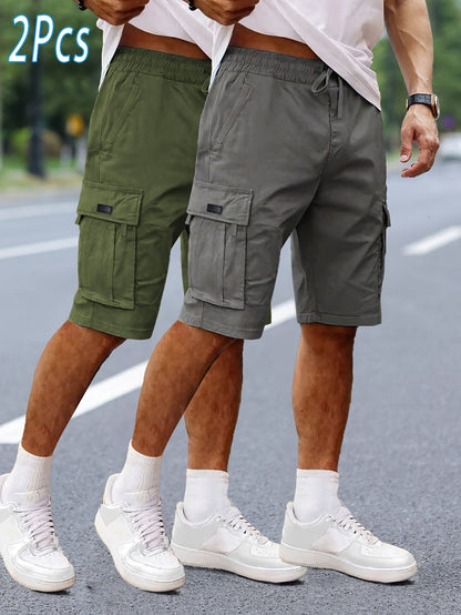 Shorts cargo décontractés pour homme 2 pièces, style urbain et polyvalent, idéals pour loisirs et activités extérieures
