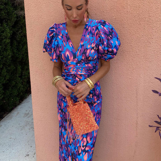 Robe longue élégante à manches bouffantes pour femme - Style tendance soirée et événement