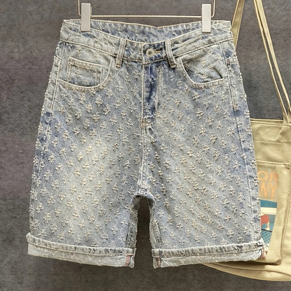 Herreshorts i streetwear-stil med broderet mønster – Afslappede, trendy urbane shorts