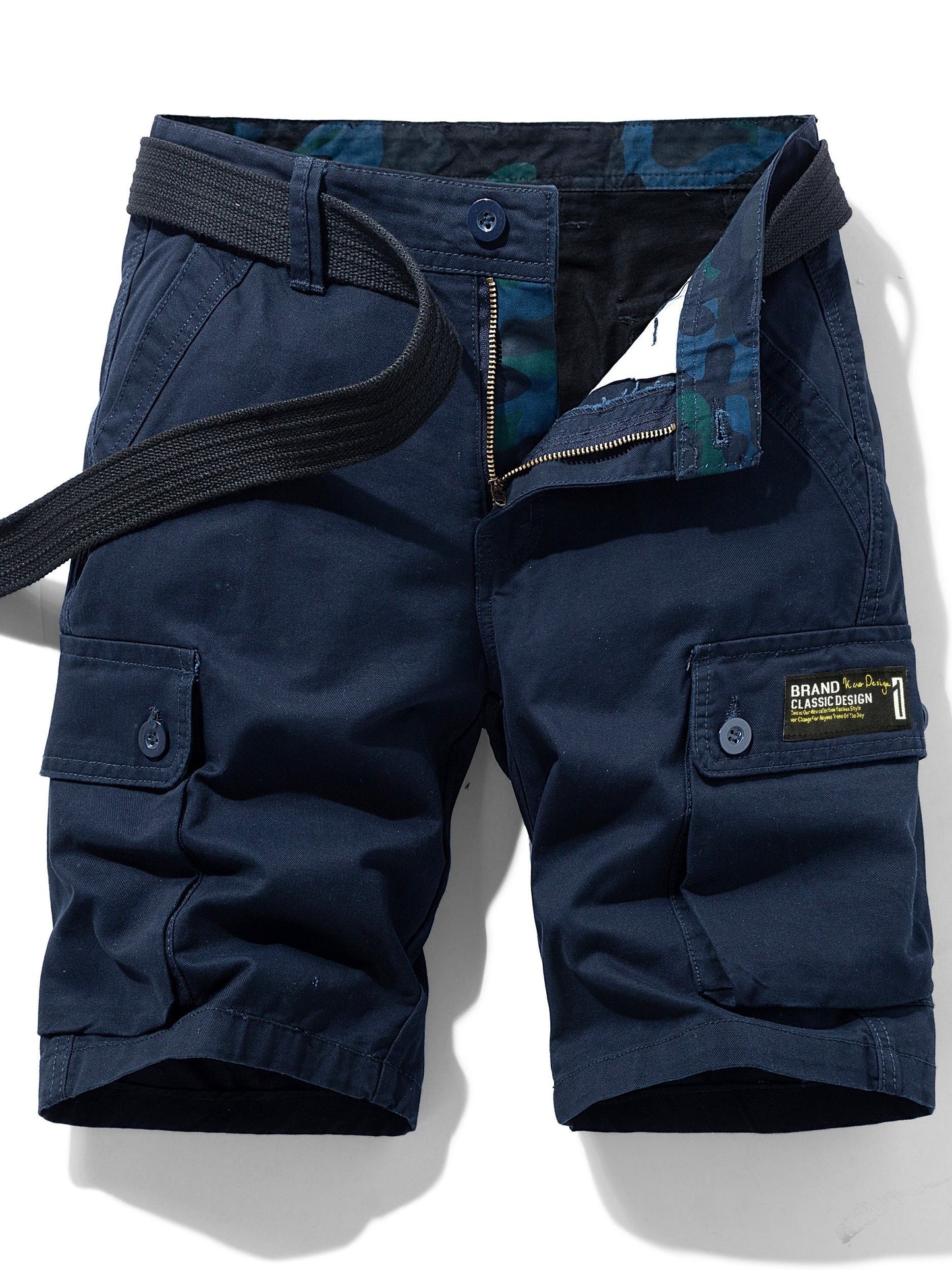 Casual short cargo shorts for men with multiple pockets and belt – Ideal for summer and outdoor activities