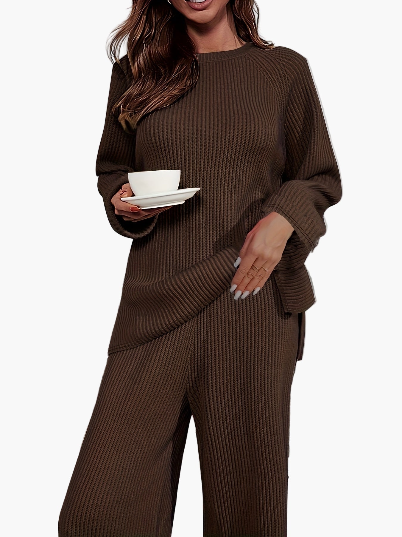 Ensemble Femme Décontracté Pull Large et Pantalon Ample Pour Détente ou Maison