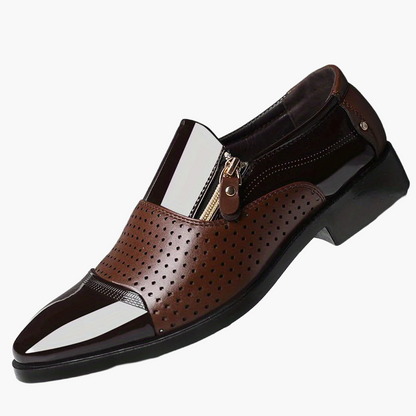 Scarpe eleganti da uomo stile inglese con punta appuntita e chiusura lampo