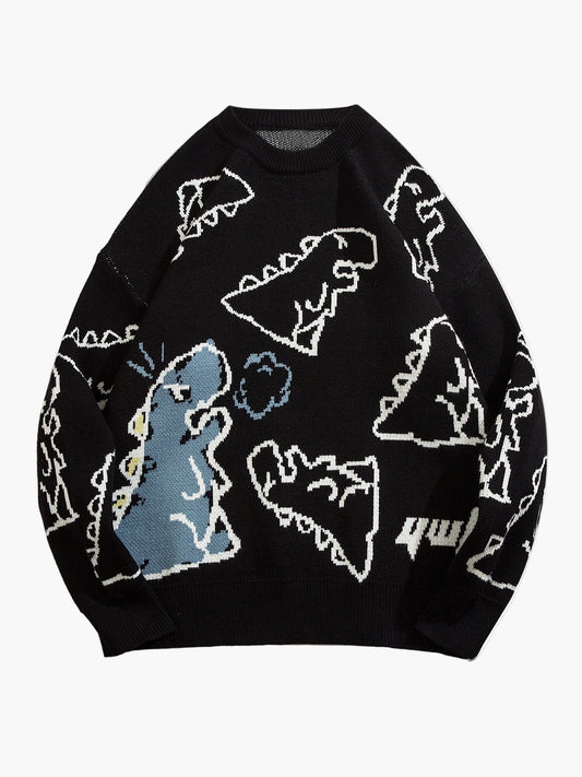 Pull-over décontracté motif dinosaure pour homme adolescent – style streetwear tendance