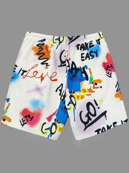 Short casual estampado graffiti para hombre estilo streetwear de moda