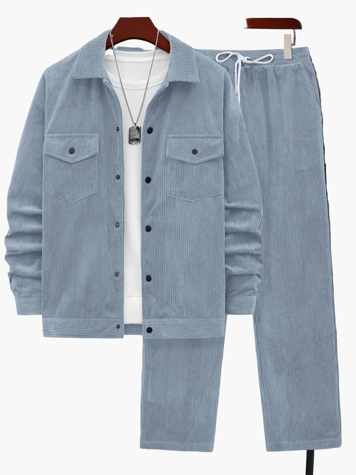 Ensemble décontracté homme style urbain veste et pantalon, idéal automne-hiver