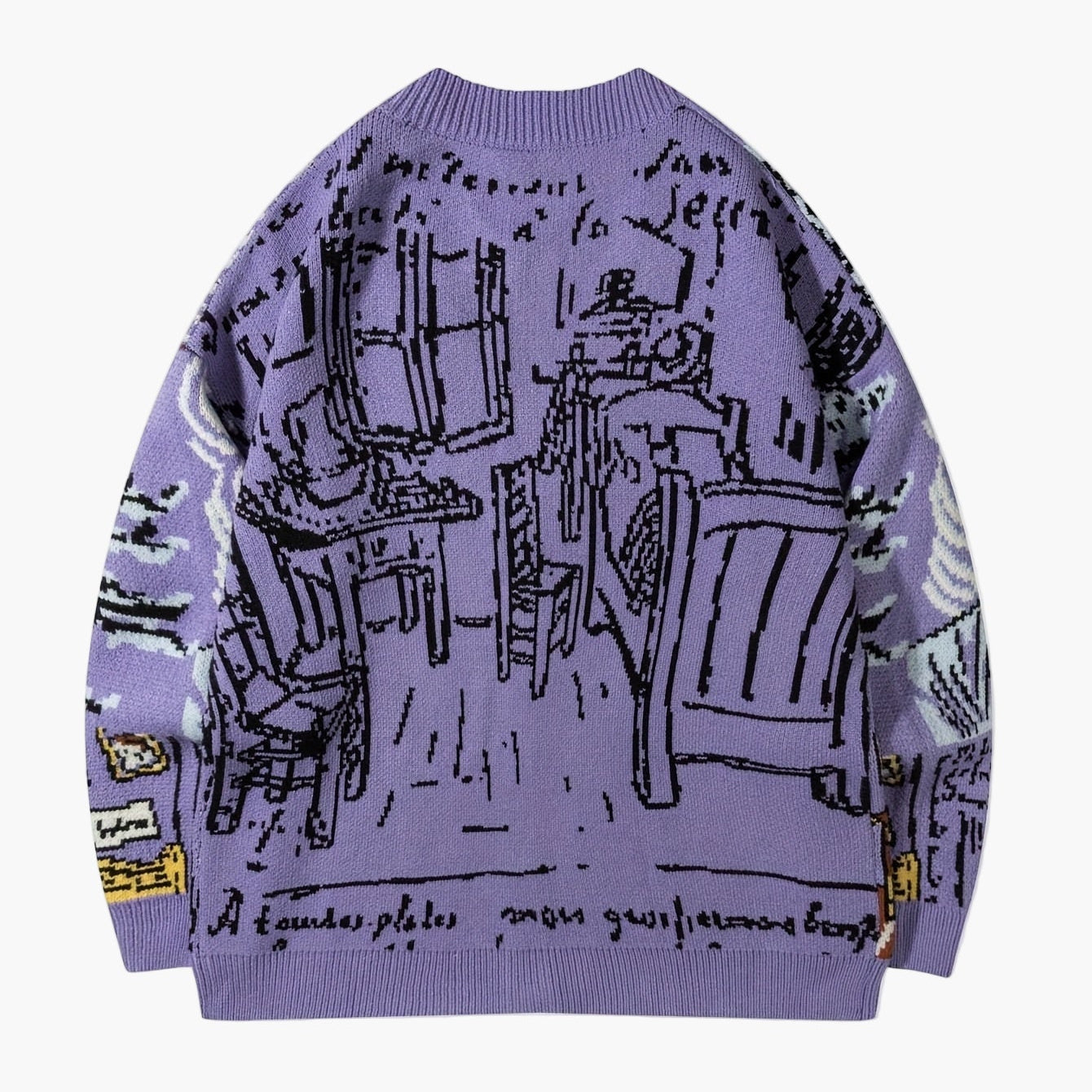 Cardigan décontracté homme style artistique avec motif portrait et paysage