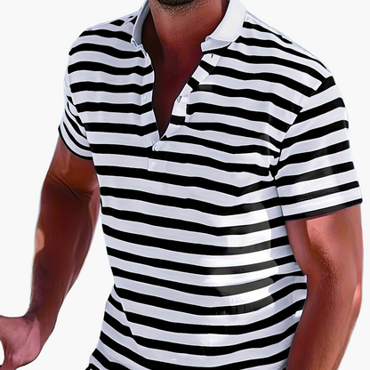 Polo marin à rayures homme style casual pour l'été
