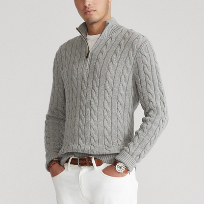 Pull demi-zippé style Old Money pour homme – Élégance et confort haut de gamme
