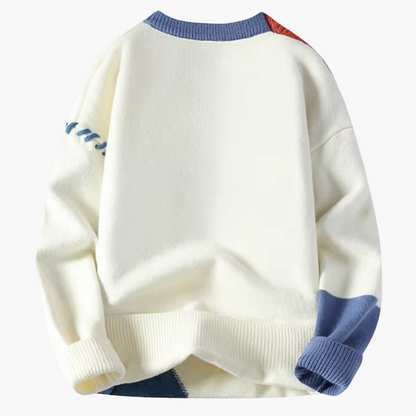 Pull patchwork style créatif pour homme – Pull d’automne-hiver décontracté tendance