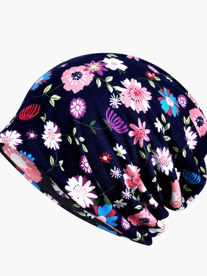 Gorro para mujer estilo bohemio de uso múltiple con motivo floral elegante para primavera, verano y otoño