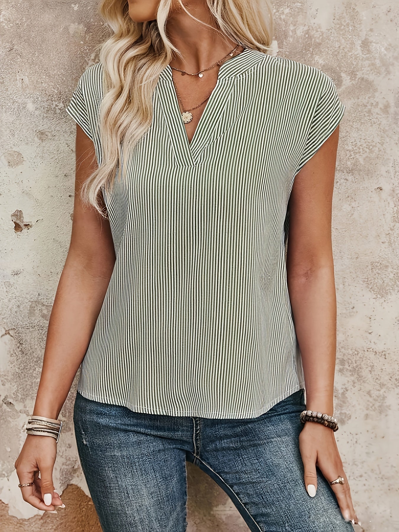 Blouse Femme Élégante à Rayures Style Décontracté pour Bureau et Sorties