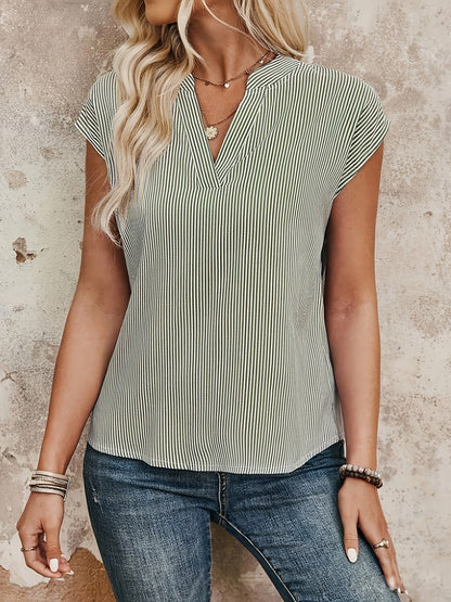 Blouse Femme Élégante à Rayures Style Décontracté pour Bureau et Sorties