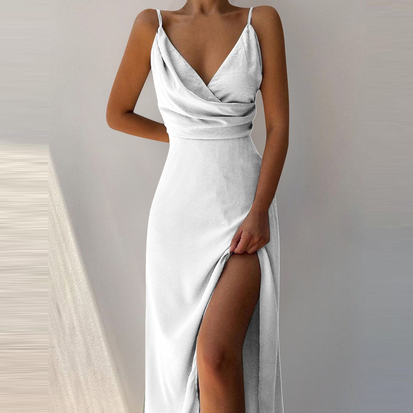 Mary – Robe à bretelles sexy avec fente pour l'été