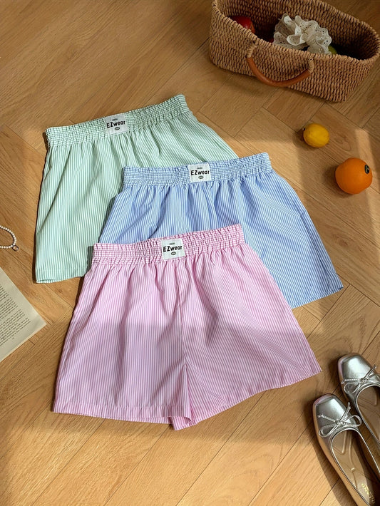 Women's casual striped shorts, pack of 3, comfortable style for home or summer