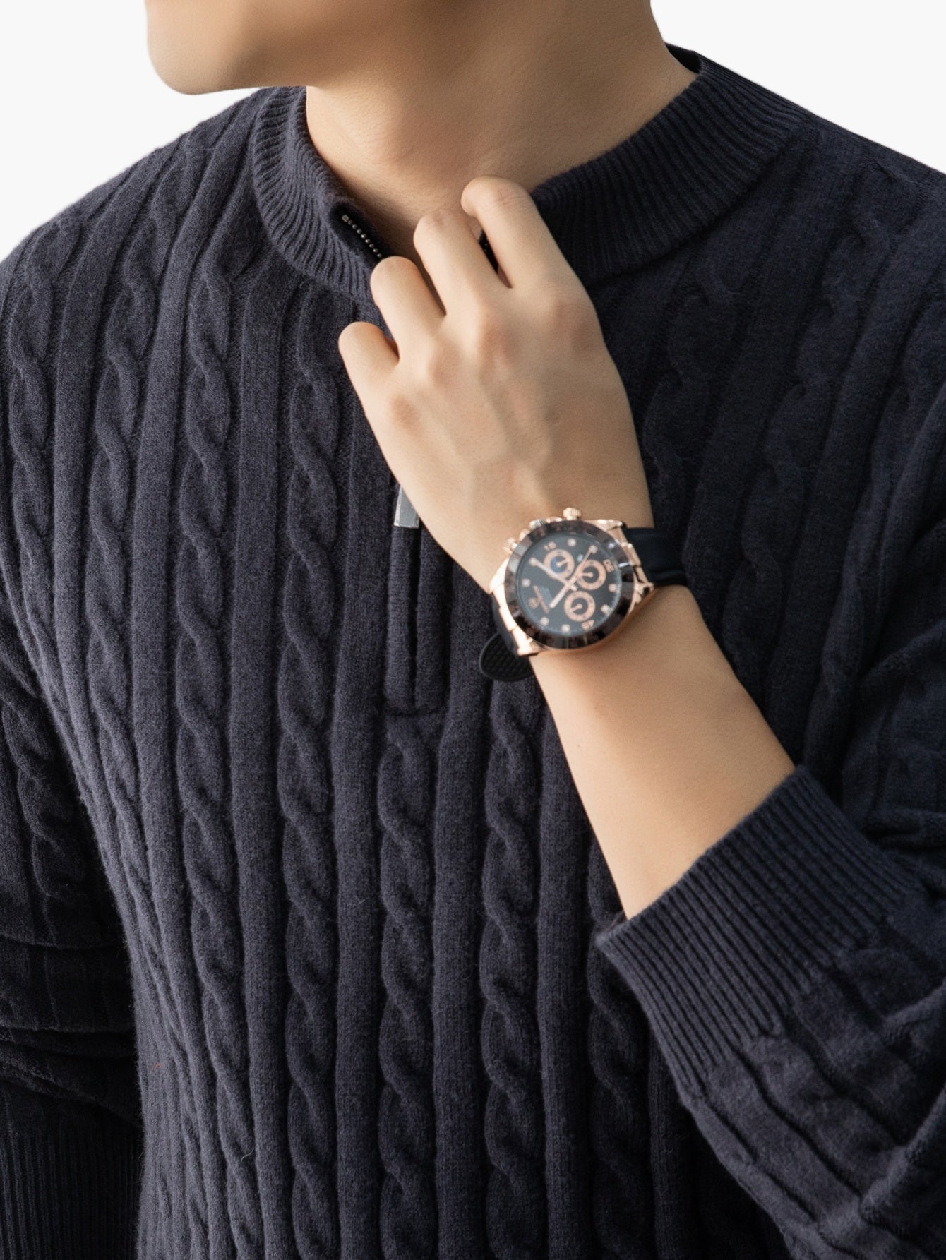 Pull à Col Montant Zippé Homme Style Casual Motif Torsadé pour Automne Hiver