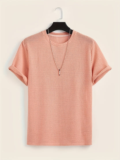 T-shirt décontracté à manches courtes pour homme style moderne avec texture ajourée