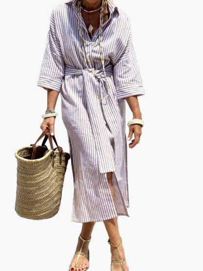 Elegant Striped Shirt Dress for Women Casual Stylish for Outings and Holidays