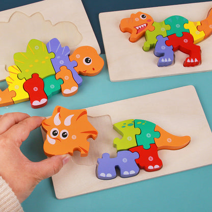 Puzzle 3D en Bois pour Enfants – Dinosaures Éducatifs et Ludiques