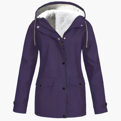 Veste imperméable femme style urbain doublée polaire pour hiver et pluie