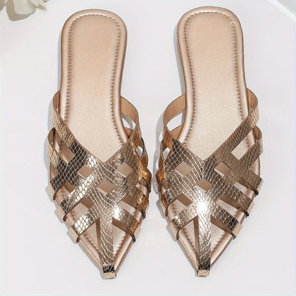 Mules plates femme à bout pointu style tressé chic pour usage quotidien et soirée