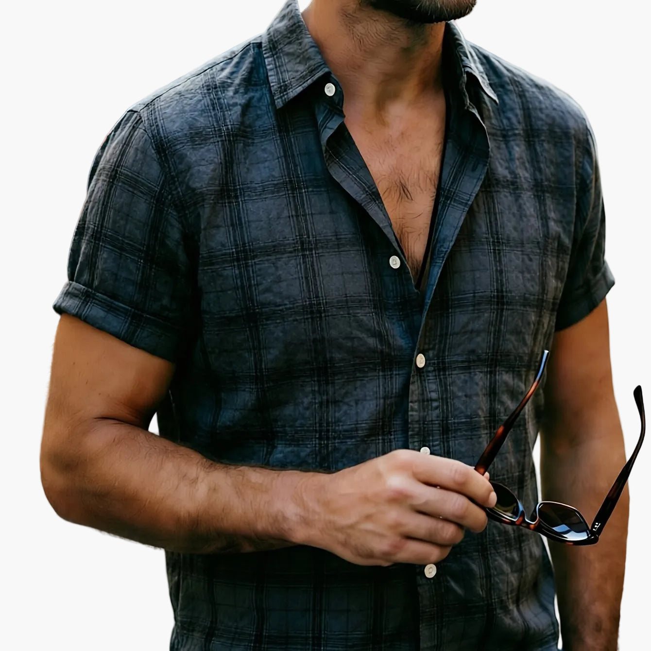 Chemise décontractée à carreaux pour homme – Style estival polyvalent