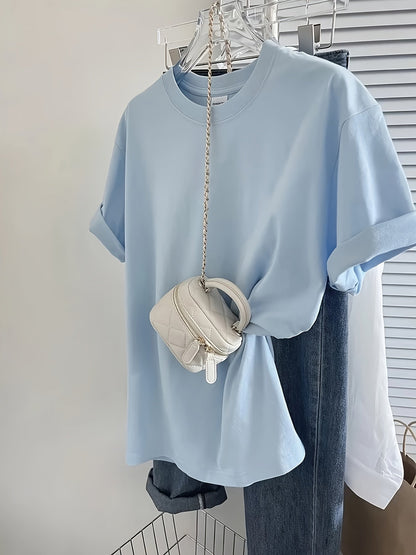 Basic T-shirt med korte ærmer i afslappet stil til kvinder