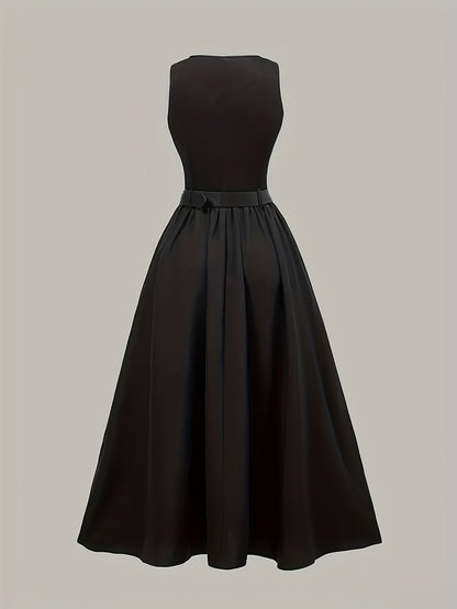 Robe longue élégante sans manches avec ceinture pour femme - style bal chic