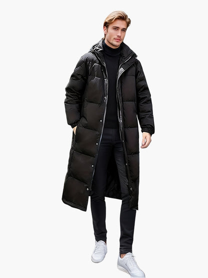 Doudoune longue à capuche homme style urbain hiver décontracté