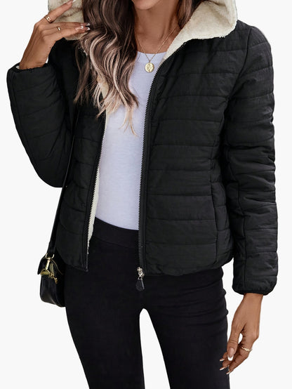 Veste matelassée à capuche pour femme style décontracté hiver chaude