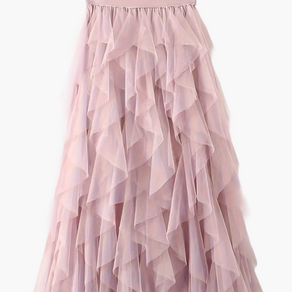 Jupe longue à volants style bohème pour femme, élégante et tendance, idéale pour occasions spéciales et looks romantiques