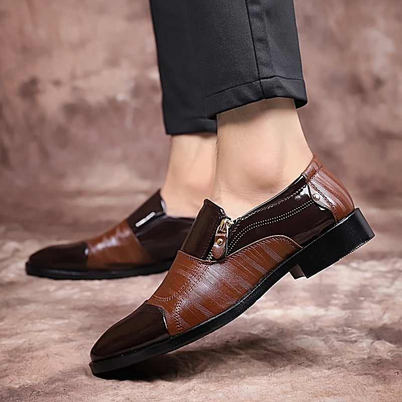 Scarpe eleganti da uomo stile inglese con punta appuntita e chiusura lampo