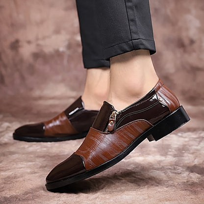 Scarpe eleganti da uomo stile inglese con punta appuntita e chiusura lampo