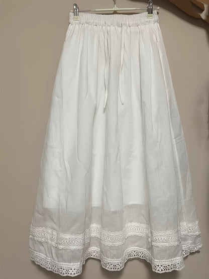 Jupe longue femme style bohème avec dentelle, élégante et fluide pour l'été