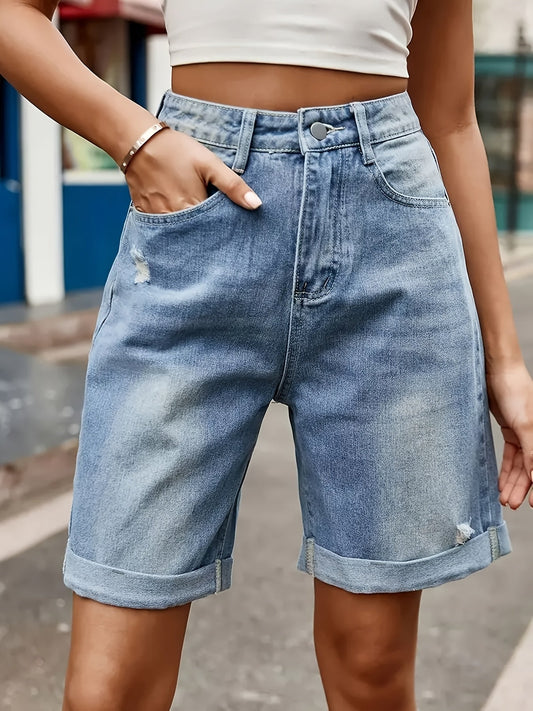 Shorts di jeans a vita alta da donna