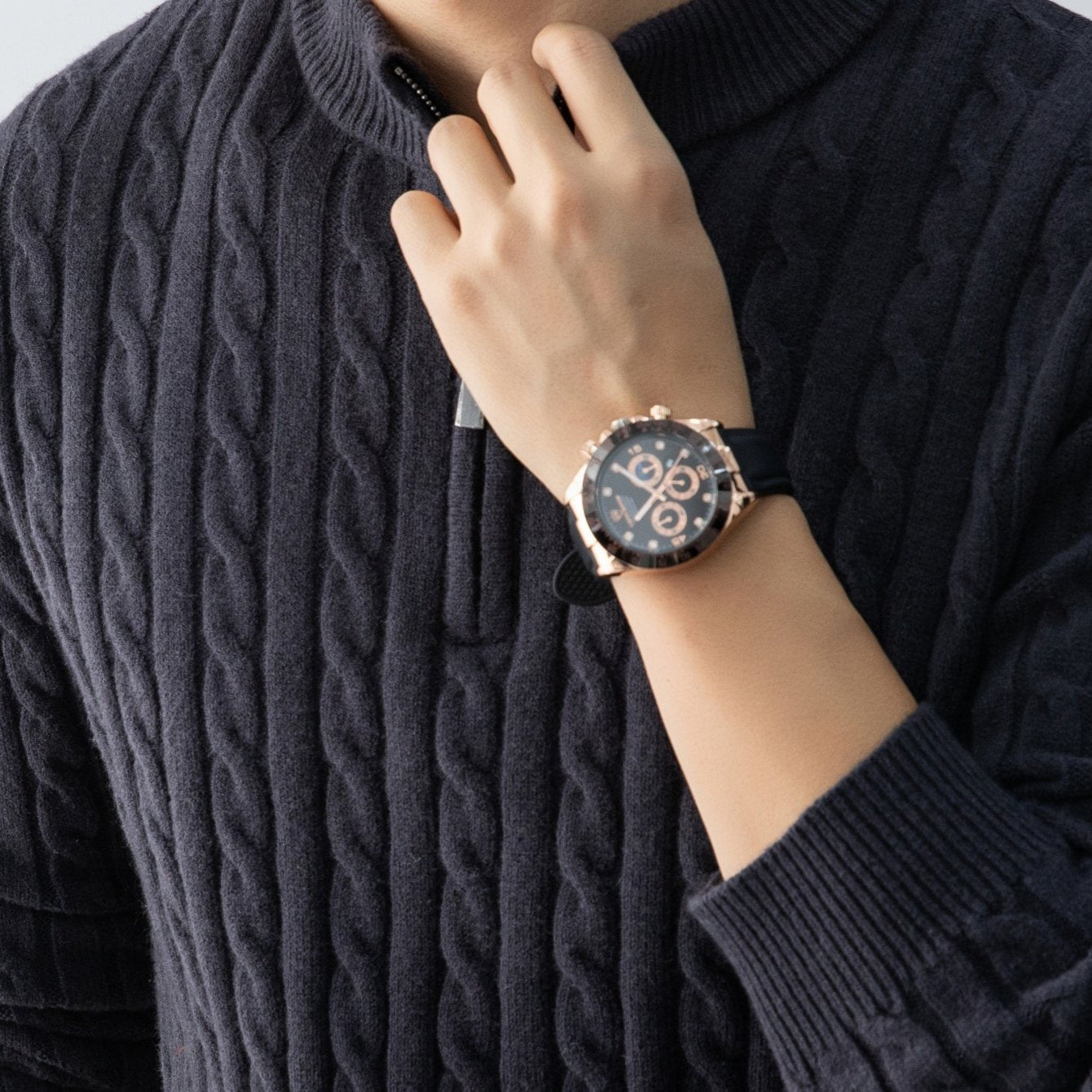 Pull à Col Montant Zippé Homme Style Casual Motif Torsadé pour Automne Hiver