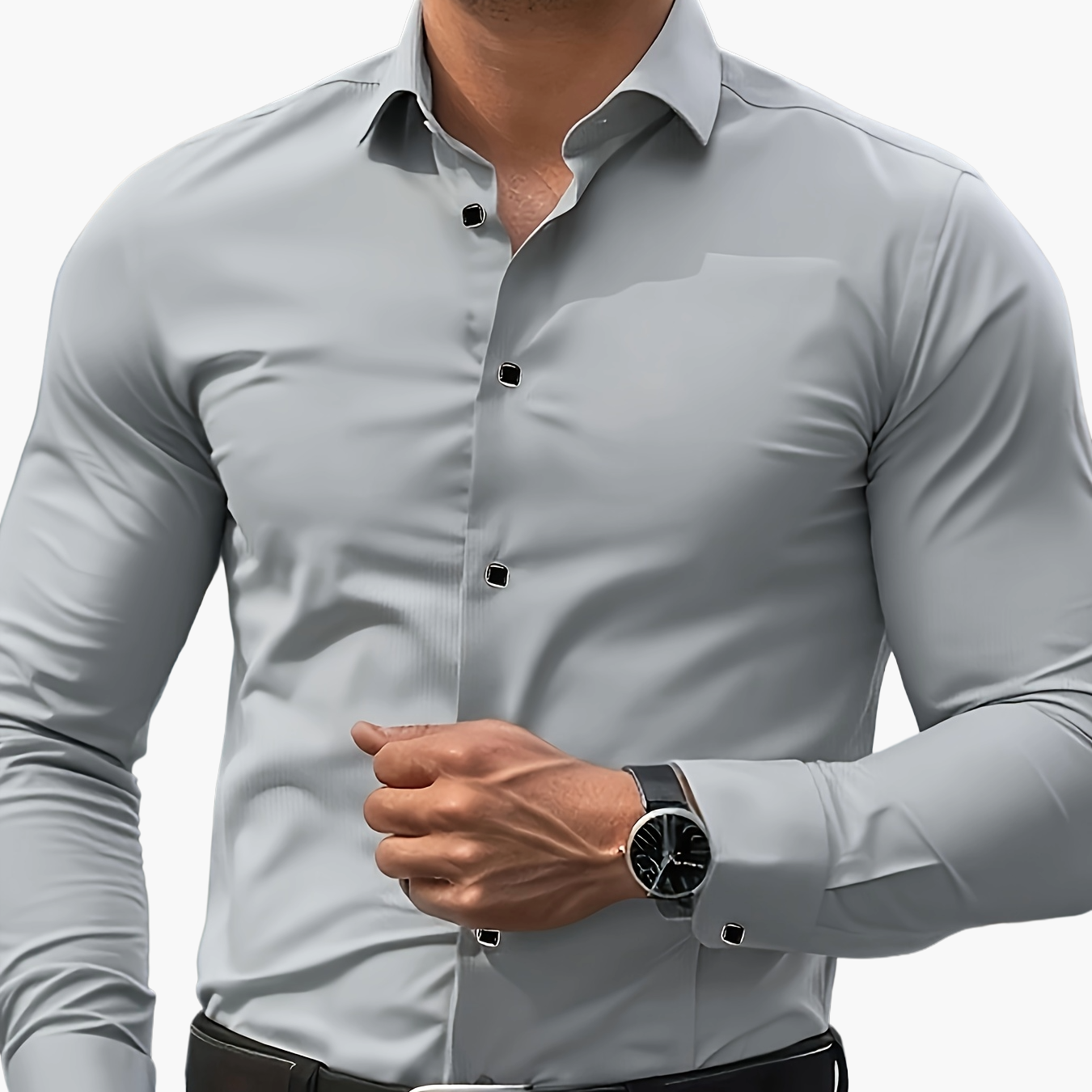 Elegant long-sleeve shirt for men - Slim fit, business and urban style