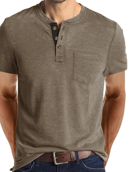 T-shirt à col tunisien décontracté pour homme – Style moderne pour usage quotidien