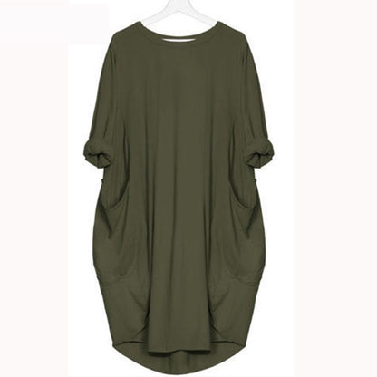 Emma – Robe Longue Évasée à Col Rond