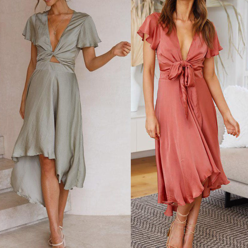 Vanessa – Robe Irregulière à Col V pour Femme