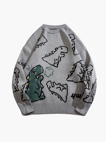 Pull-over décontracté motif dinosaure pour homme adolescent – style streetwear tendance