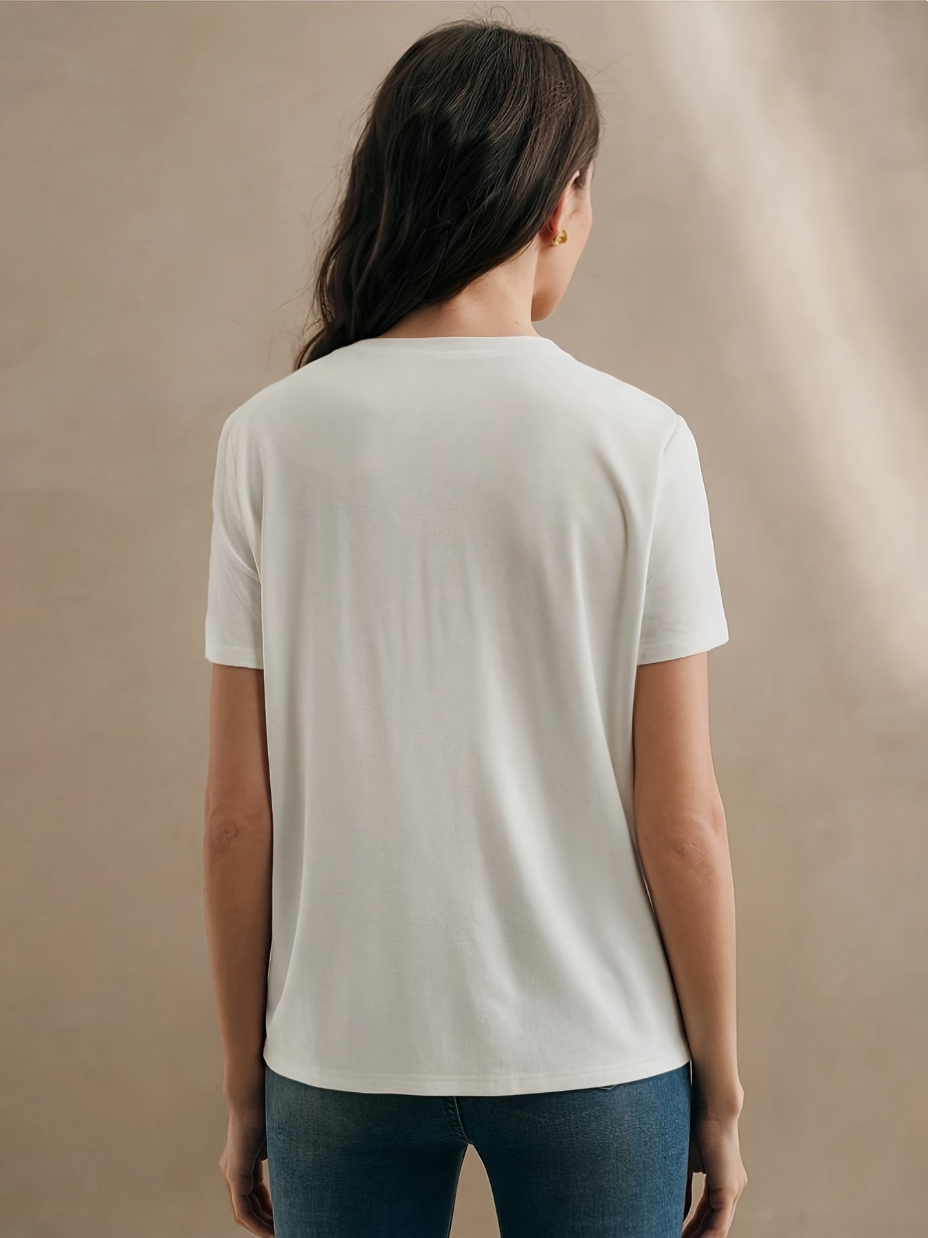 T-shirt décontracté pour femme motif citrons brodés style fruité tendance