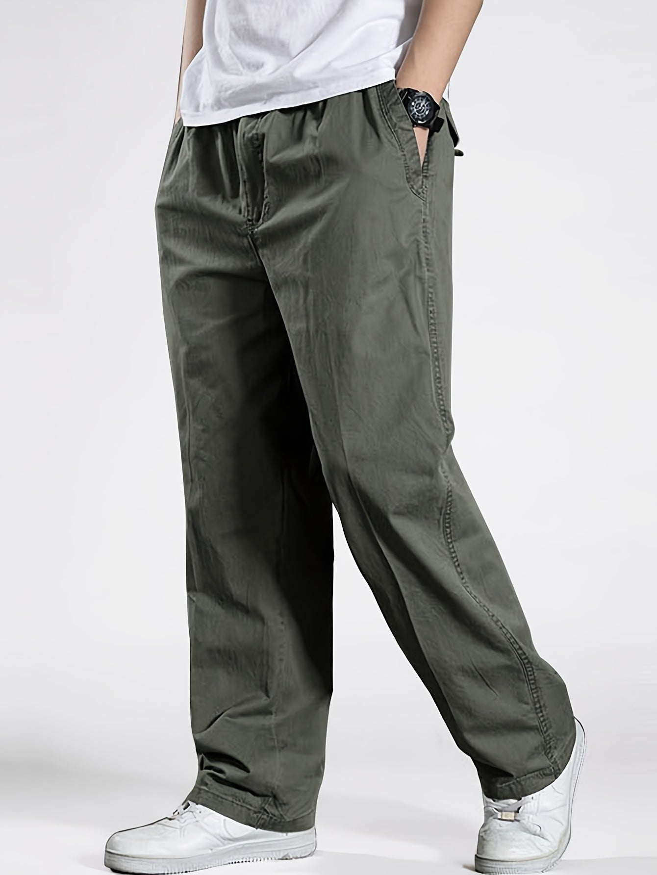 Pantalón casual para hombre con cintura elástica, corte holgado, ideal para ocio y descanso