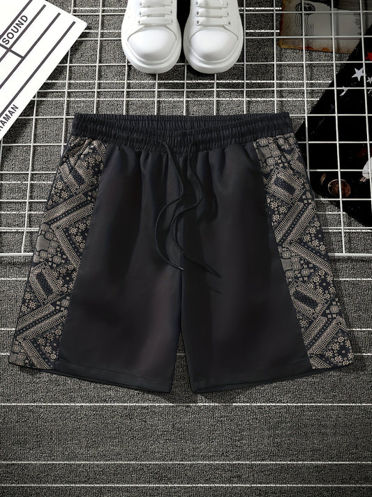 Shorts uomo stile urbano con pannelli laterali a motivo grafico – Ideali per lo streetwear e il tempo libero