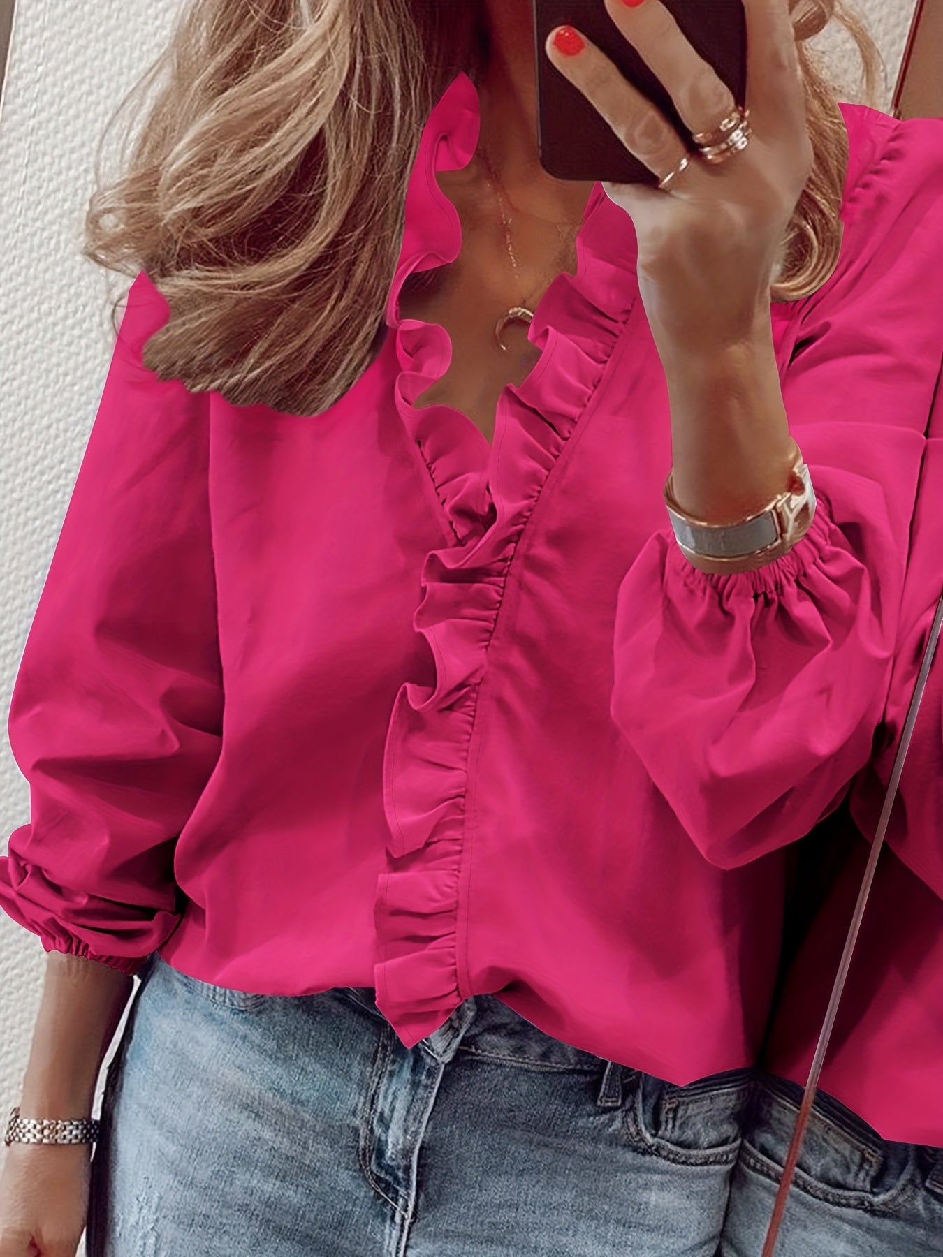 Blouse Femme Élégante à Volants Style Décontracté Chic pour le Printemps et l'Automne