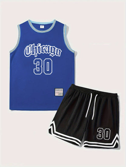 Men's Chicago Style Basketball Tank Top and Shorts Set - Urban Sporty Look